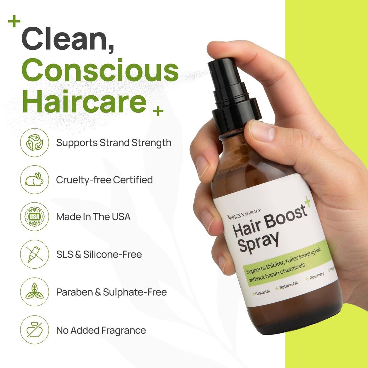 Brigs Naturals Haarspray für dichteres Haar und gesunde Kopfhaut – Hergestellt in den USA mit Bio-Botanicals, Rosmarinwasser, Pfefferminze, Biotin, Batana-Öl, Koffein und Pflegewirkstoffen