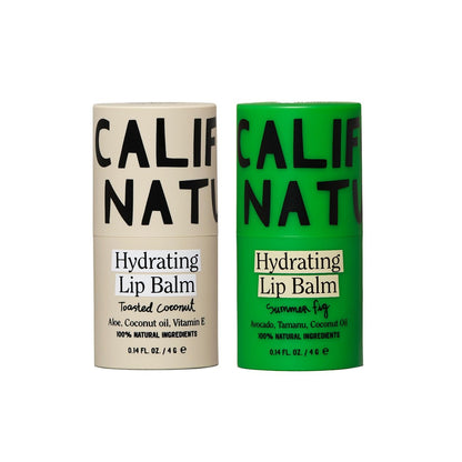 California Naturals Feuchtigkeitsspendender Lippenbalsam Duo für trockene, rissige Lippen – Erdölfrei, natürlich, tierversuchsfrei, 100% natürlichen Ursprungs, Geröstete Kokosnuss & Sommerfeige, 2 x 7,9 g