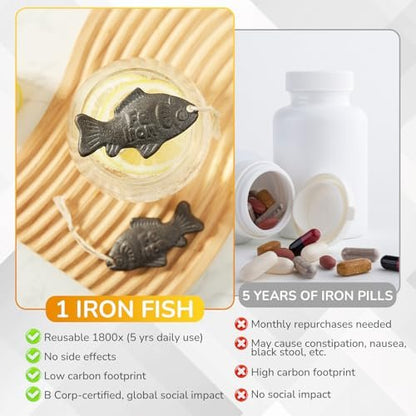 2 Stück Eisenfisch zum Kochen – Natürliche Eisenergänzung zur Reduzierung des Risikos von Eisenmangel, ideal für Anämie, Veganer & Schwangere – Tägliche Anwendung, jahrelanger Vorrat enthalten
