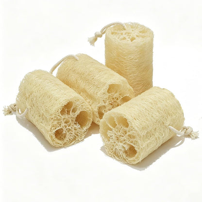 Natürlicher Luffa-Körperschwamm – 4er-Pack, 10 cm, pflanzlich, organisch, für Hautpflege und Reinigung