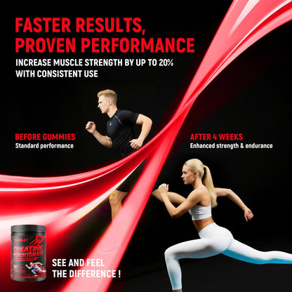 NSF-zertifizierte Creatine-Gummis – Creatin-Monohydrat-Gummis 5g für Männer & Frauen – Steigert Fokus, Kraft und Ausdauer, vegan, glutenfrei, nicht genetisch verändert, 2,5 g Creatin pro Gummi (Erdbeere 90 Stück)