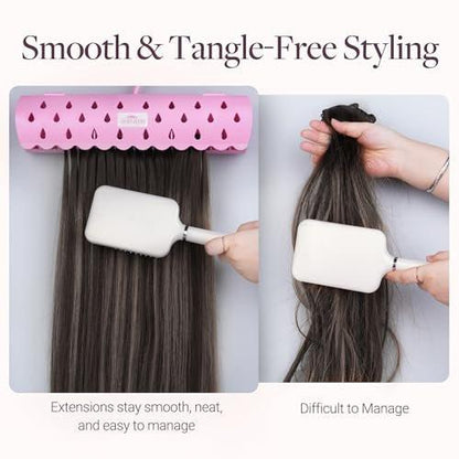 GOOGOO Haarverlängerungs-Halterständer für Styling, 5 Installationsmodi mit Werkzeug, Pink – sicherer Halt für Waschen, Stylen, Packen und Aufbewahren
