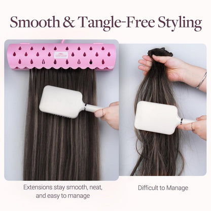 GOOGOO Haarverlängerungs-Halterständer für Styling, 5 Installationsmodi mit Werkzeug, Pink – sicherer Halt für Waschen, Stylen, Packen und Aufbewahren