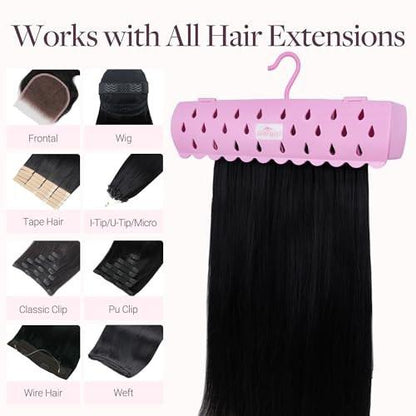 GOOGOO Haarverlängerungs-Halterständer für Styling, 5 Installationsmodi mit Werkzeug, Pink – sicherer Halt für Waschen, Stylen, Packen und Aufbewahren