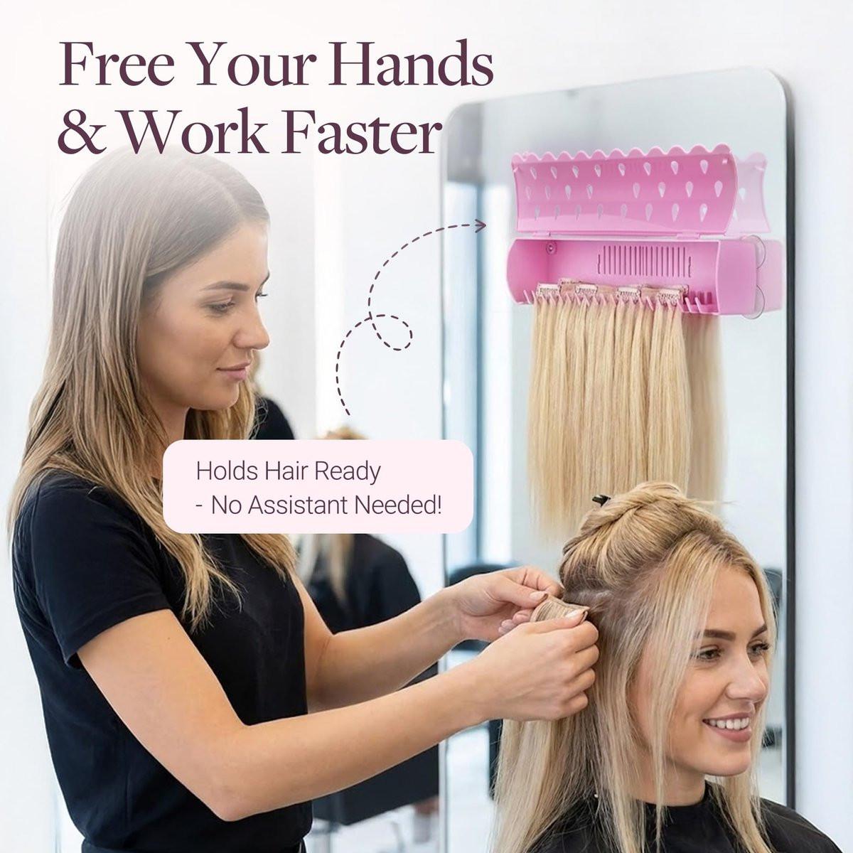 GOOGOO Haarverlängerungs-Halterständer für Styling, 5 Installationsmodi mit Werkzeug, Pink – sicherer Halt für Waschen, Stylen, Packen und Aufbewahren