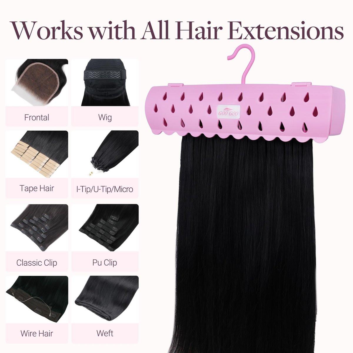 GOOGOO Haarverlängerungs-Halterständer für Styling, 5 Installationsmodi mit Werkzeug, Pink – sicherer Halt für Waschen, Stylen, Packen und Aufbewahren