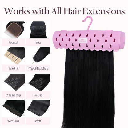 GOOGOO Haarverlängerungs-Halterständer für Styling, 5 Installationsmodi mit Werkzeug, Pink – sicherer Halt für Waschen, Stylen, Packen und Aufbewahren