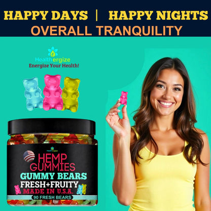 Hanf-Gummis für erholsamen Schlaf – entspannende Nachtunterstützung ohne Melatonin – 90 Stück – Hergestellt in den USA