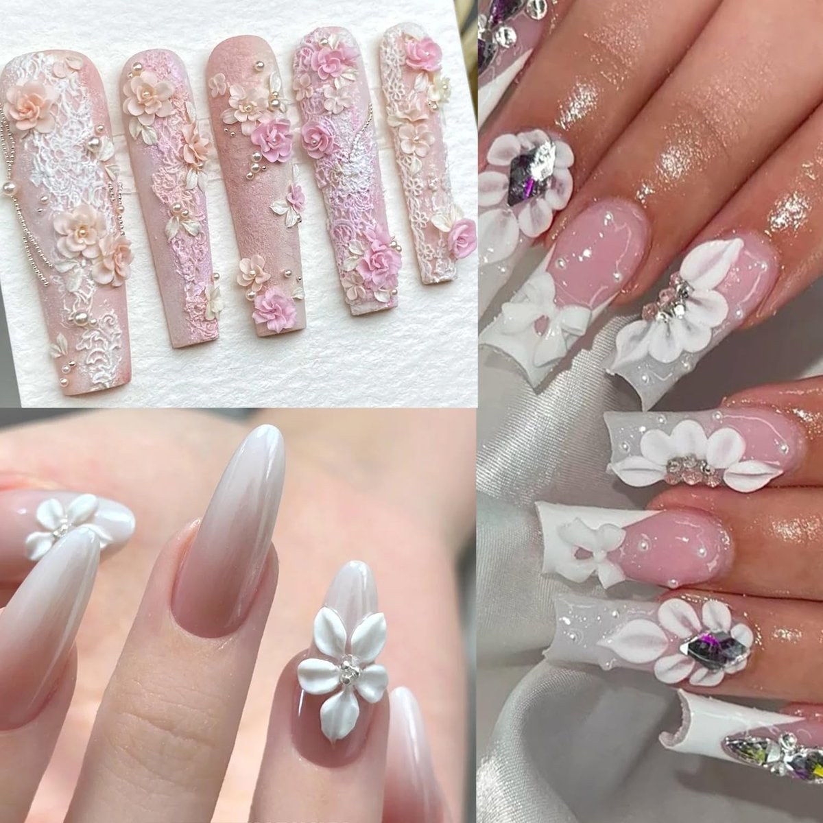 Furtherpretty 3D Nagelkunst-Set: 3 Doppelspitzen-Schnitzstifte + 2 Silikon-Fingerhülsen für Acryl-Gel-Blumendesign, DIY-Maniküre, professionelles Salon-Zubehör für Nageltechniker