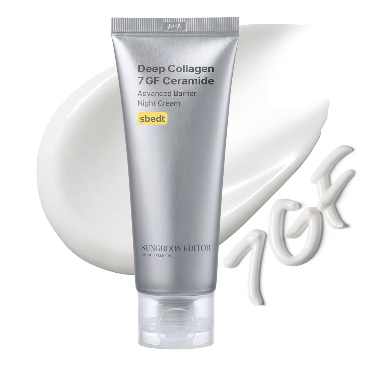 SUNGBOON EDITOR Deep Collagen 7GF Korean Night Cream für Gesicht und Hals | Fortschrittliche Hautpflege & Nachtfeuchtigkeitscreme | 5 Ceramide & Retinol | Straffend/Barriere-unterstützend, 1,69 oz