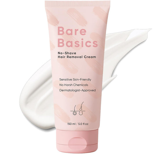 Bare Basic Enthaarungscreme für Frauen – Sanfte Formel mit Vitamin E & Vitamin B5, Feuchtigkeitsspender & Pflege für die Haut, 150 ml