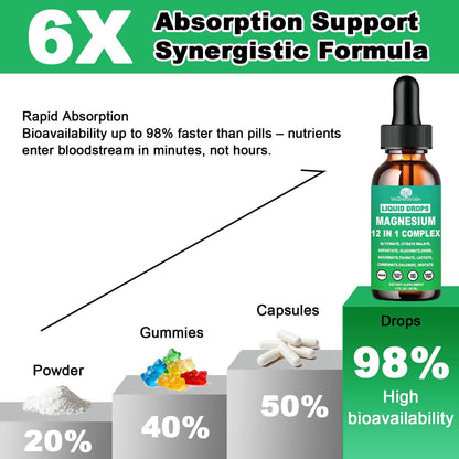 Magnesium Komplex 700mg, 12-in-1 Magnesiumpräparat mit Glycinat, Citrat, Malat, Oxid, Taurat, Aspartat, Orotat – Flüssigmagnesium für Entspannung, Muskeln & Schlaf – Vegan