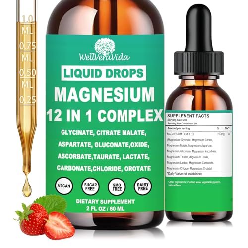 Magnesium Komplex 700mg, 12-in-1 Magnesiumpräparat mit Glycinat, Citrat, Malat, Oxid, Taurat, Aspartat, Orotat – Flüssigmagnesium für Entspannung, Muskeln & Schlaf – Vegan