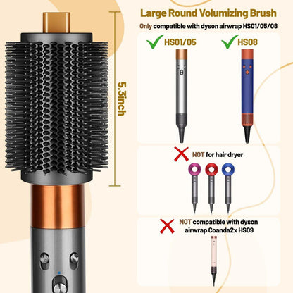 ZEPHBLOW Großer runder Volumenbürsten-Aufsatz für Dyson Airwrap – 3-Zoll-Large-Round-Brush kompatibel mit HS01/05/08, flexible Borsten für Volumen und Locken
