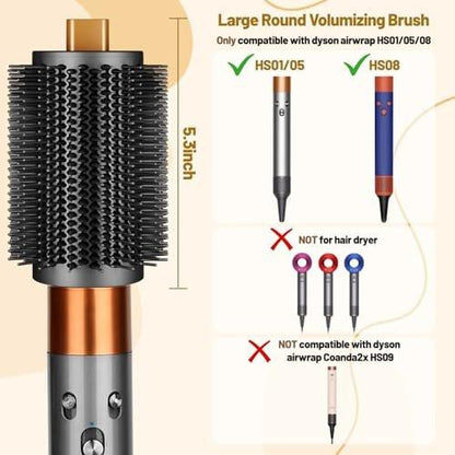ZEPHBLOW Großer runder Volumenbürsten-Aufsatz für Dyson Airwrap – 3-Zoll-Large-Round-Brush kompatibel mit HS01/05/08, flexible Borsten für Volumen und Locken