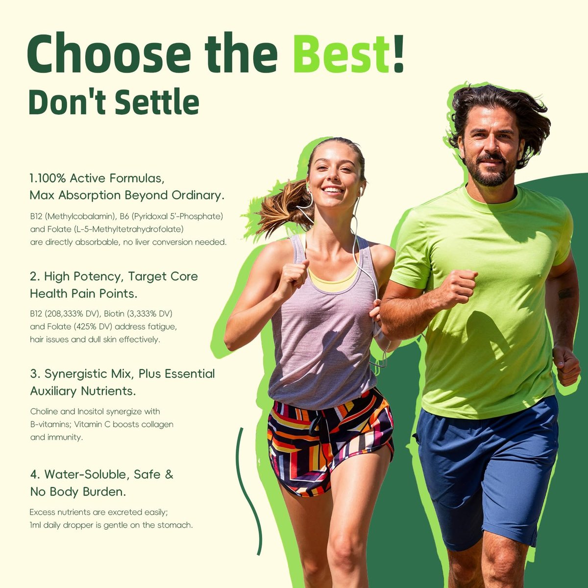Vitamin B Komplex Tropfen mit aktivem B12 Methylcobalamin 5000mcg, B6, B1, B2, B5, B7, B3, Folsäure und Vitamin C – sublinguale Flüssigkeit für schnelle Aufnahme, Energie, Fokus & Immunsystem, vegan, 60 Portionen