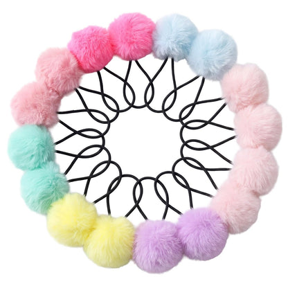 Pom Pom Haarspangen 16 Stück – Bunte Ball-Scrunchies für Mädchen und Frauen (5 cm, Mehrfarbig)