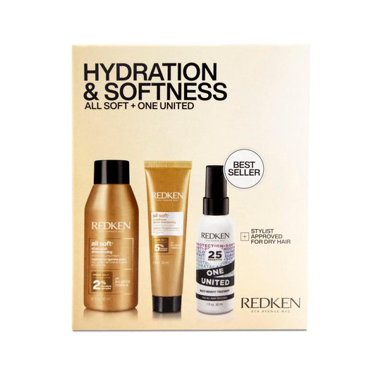 Redken All Soft Mini Kit – Feuchtigkeitsspendendes Shampoo, Conditioner & Leave-In Treatment mit Arganöl für weiches, hydratisiertes Haar, Reisegröße