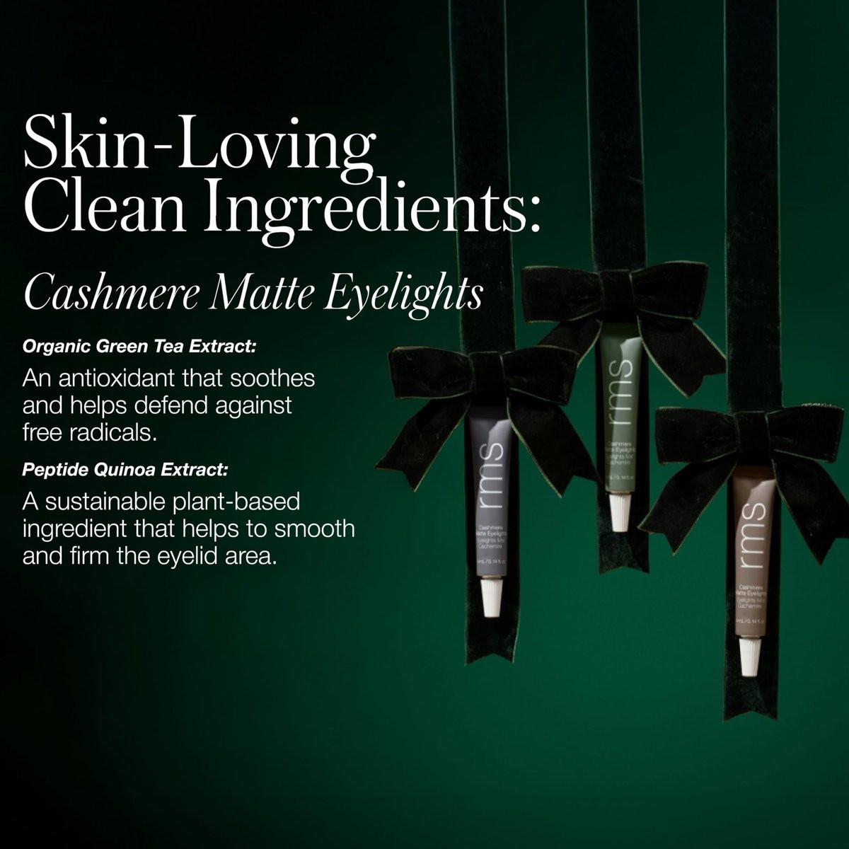 RMS Beauty Eye Love Cashmere Minis – Limited Edition Set mit 3 matten Cremen-Lidschatten für den ganzen Tag, faltenfrei, mit Bio-Grüntee & Peptid-Quinoa, federleicht