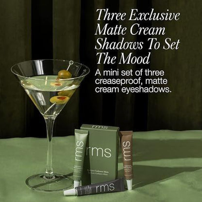 RMS Beauty Eye Love Cashmere Minis – Limited Edition Set mit 3 matten Cremen-Lidschatten für den ganzen Tag, faltenfrei, mit Bio-Grüntee & Peptid-Quinoa, federleicht