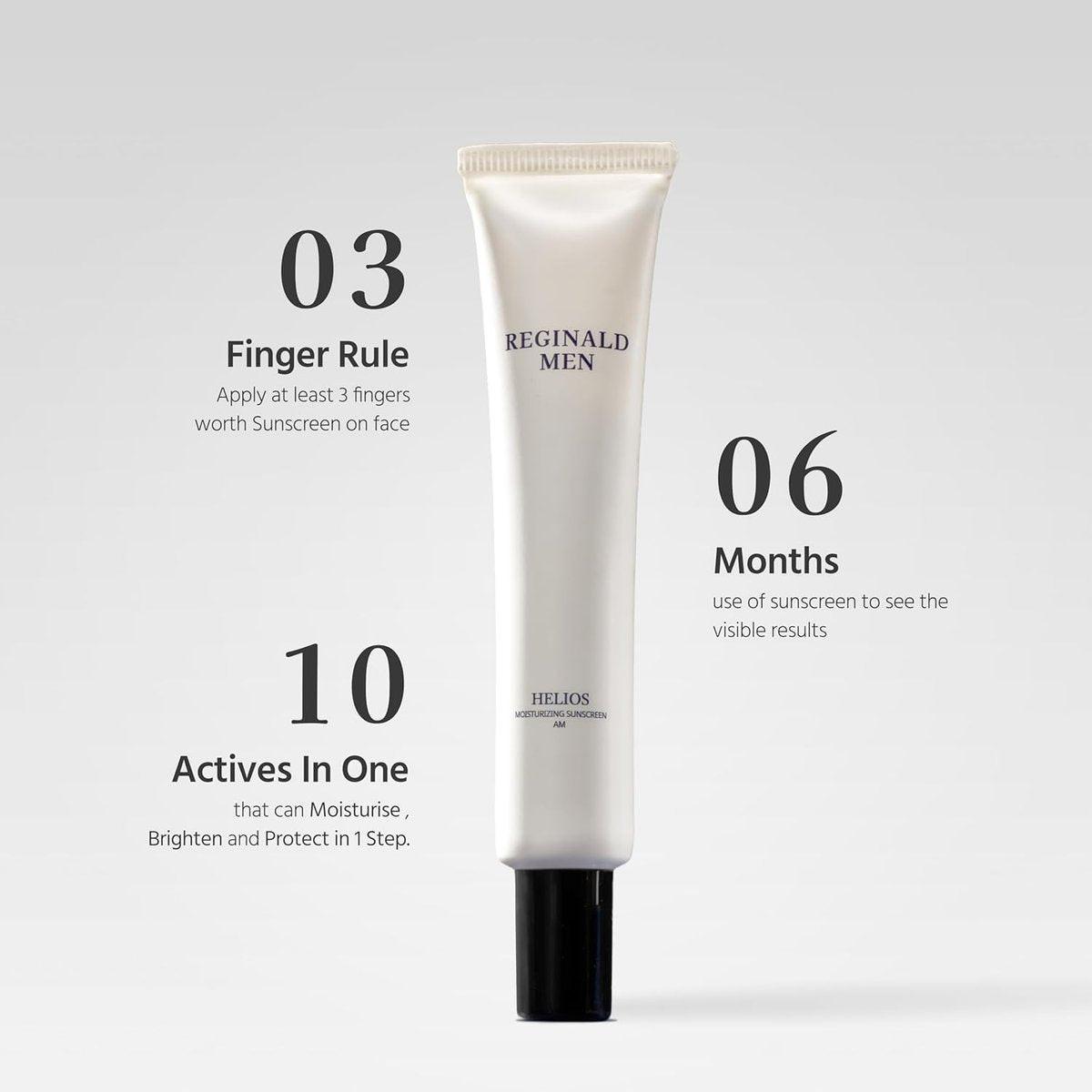 Reginald Men Helios Feuchtigkeitsspendender Sonnenschutz AM SPF 50+ PA++++ (3er-Pack)