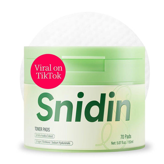 Snidin Toner Pads mit Centella Asiatica Extrakt und Kollagen – Verbessert ungleichmäßigen Hautton & tiefe Feuchtigkeitsversorgung, bekämpft dunkle Flecken und stumpfe Haut, ideal für alle Hauttypen – 70 Pads