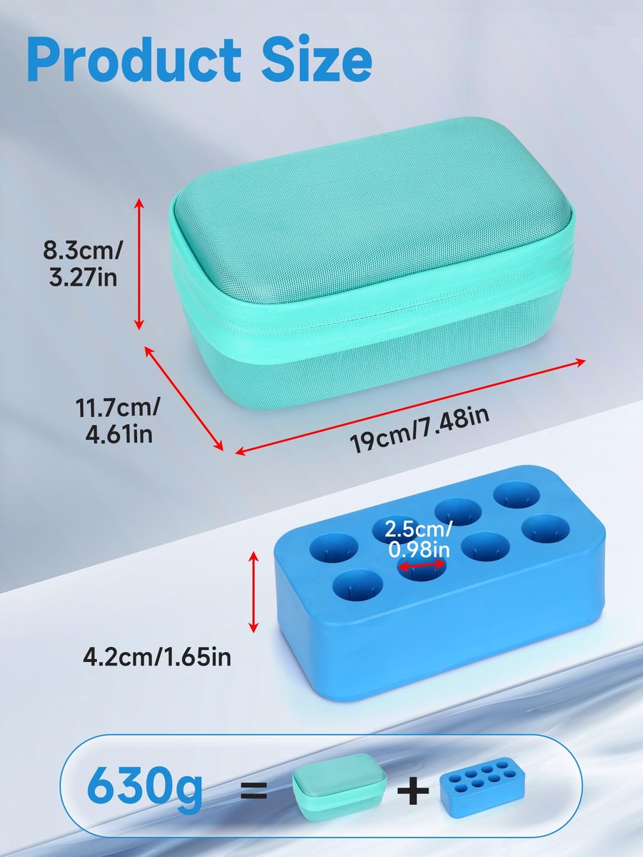 YOUSHARES Insulin-Vial-Kühler Reiseetui - 8 Fächer gefrierbarer Eisblock-Organizer für Peptid-Vials, GLP-1 Kühlschrankhalter für 10 ml U-100 Fläschchen