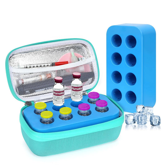 YOUSHARES Insulin-Vial-Kühler Reiseetui - 8 Fächer gefrierbarer Eisblock-Organizer für Peptid-Vials, GLP-1 Kühlschrankhalter für 10 ml U-100 Fläschchen