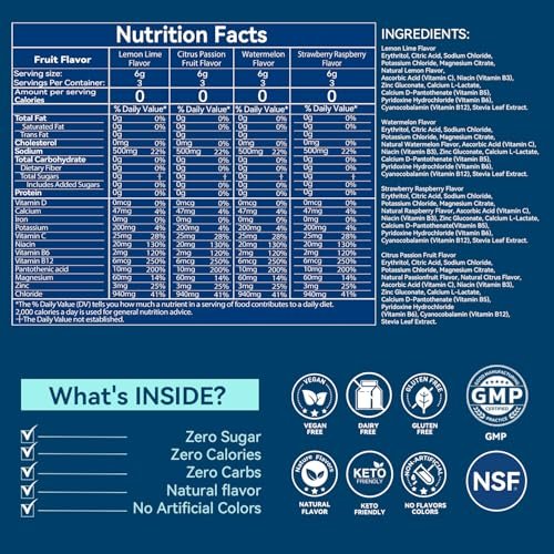 Aibiodi Elektrolyt-Pulver Beutel – Zuckerfrei & Kalorienfrei – Flüssiger Daily IV Drink Mix – Sofortige Hydratation & Energie mit 6 Elektrolyten & 5 Vitaminen – Keto-freundlich & Vegan – 12 Sticks