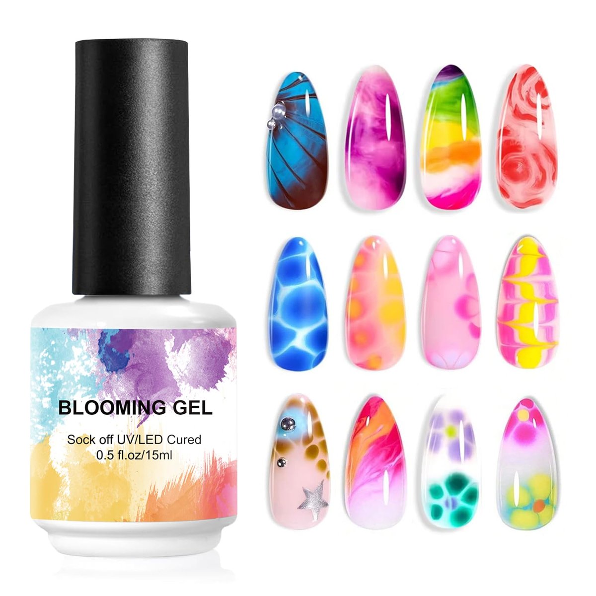 VIVAALI Blooming Gel Nagellack, Klarer Aquarelleffekt, Professionelle Qualität, Glänzendes Finish, Soak-off Formel für Nagelkunst, UV/LED-aushärtend, 15 ml