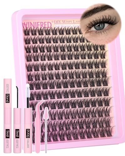Winifred Wispy Cluster Wimpern Set - Natürliche Individuelle Wimpernverlängerung, C-Curve DIY Wimpern Clusters 10-16mm mit Werkzeug