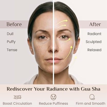 Rena Chris Guasha Massage Set – 4-teiliges Gua Sha Gesichtswerkzeug aus rosa Stein für SPA, Akupunktur und Triggerpunktbehandlung