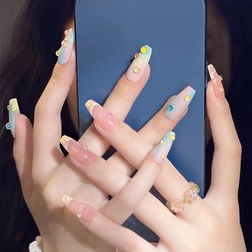 3D Klare Bunte Bubble Nagel-Charm und Edelsteine Aurora Meerjungfrau Nagelkunst Bubble Perlen Kugelförmige Strasssteine für Nageldesign Glas Wassertropfen Runde Perlen Juwelen Nagel-Charm Maniküre Zubehör DIY