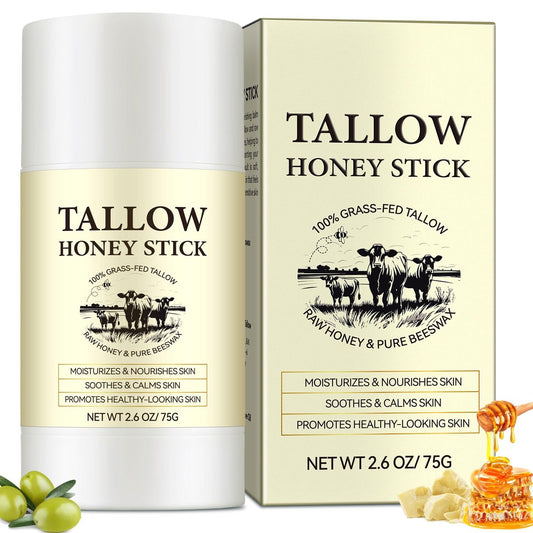 Honig-Talg-Balsam - 100% Weidehaltung Rindertalg | Gesichtscreme mit natürlichen Vitaminen A, D, E, K, Omega-Fettsäuren | Talg-Honig-Balsam mit Sheabutter & Olivenöl | Rindertalg-Gesichtscreme - 75 g