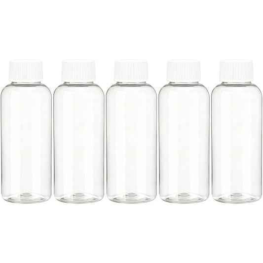 DNSEN Reisegröße Leere Mundspülflaschen 100 ml, Weißer Schraubdeckel, Klare Reisebehälter, 5er Pack