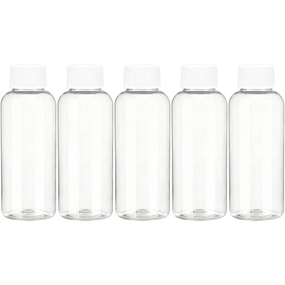 DNSEN Reisegröße Leere Mundspülflaschen 100 ml, Weißer Schraubdeckel, Klare Reisebehälter, 5er Pack