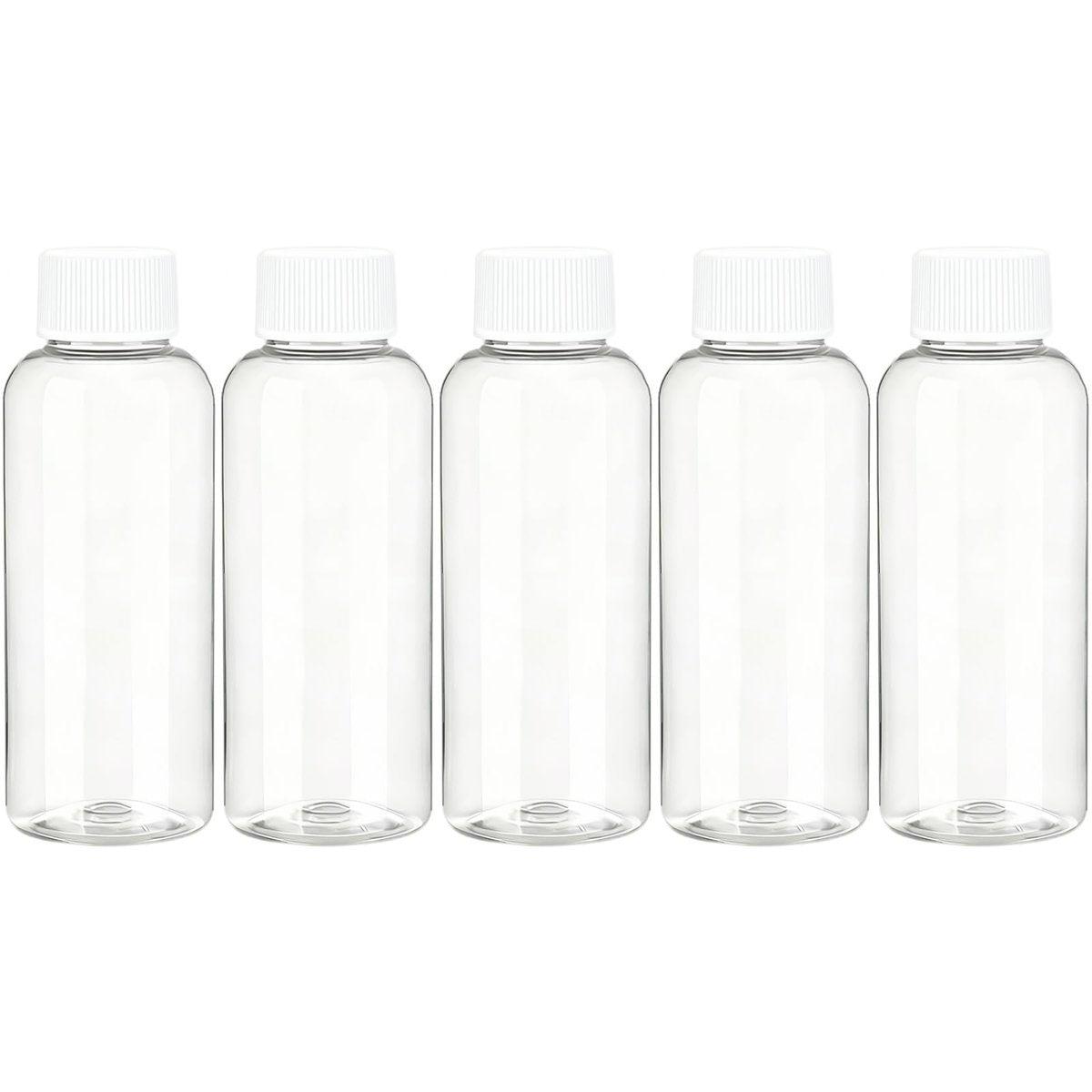 DNSEN Reisegröße Leere Mundspülflaschen 100 ml, Weißer Schraubdeckel, Klare Reisebehälter, 5er Pack
