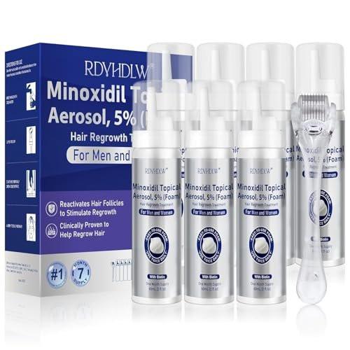 5% Minoxidil Schaum für Männer und Frauen Haarwuchs, Minoxidil Schaum für Haare und Bart, Haarwuchsbehandlung hilft bei Haarausfall und dünner werdendem Haar (7 Stück, 14,77 Unzen, 7 Monate Vorrat)