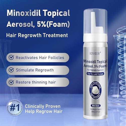 5% Minoxidil Schaum für Männer und Frauen Haarwuchs, Minoxidil Schaum für Haare und Bart, Haarwuchsbehandlung hilft bei Haarausfall und dünner werdendem Haar (7 Stück, 14,77 Unzen, 7 Monate Vorrat)