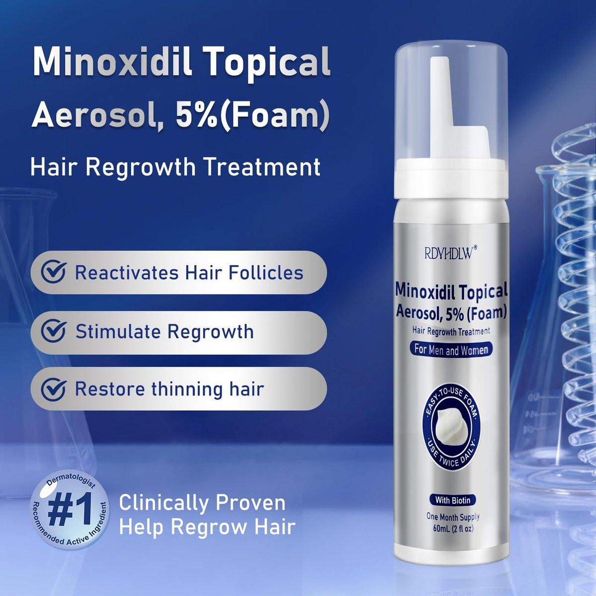 5% Minoxidil Schaum für Männer und Frauen Haarwuchs, Minoxidil Schaum für Haare und Bart, Haarwuchsbehandlung hilft bei Haarausfall und dünner werdendem Haar (7 Stück, 14,77 Unzen, 7 Monate Vorrat)