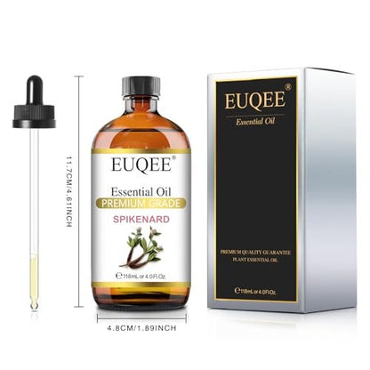 EUQEE Nardenöl 118ml/4 Fl Oz Reines Nardenöl Premium Ätherisches Öl mit Glaspipette Ideal für Yoga, Meditation, Massage, Diffuser, DIY Seife, Kerzenherstellung, Aromatherapie, Schlaf