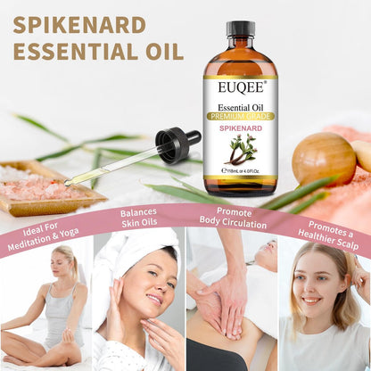 EUQEE Nardenöl 118ml/4 Fl Oz Reines Nardenöl Premium Ätherisches Öl mit Glaspipette Ideal für Yoga, Meditation, Massage, Diffuser, DIY Seife, Kerzenherstellung, Aromatherapie, Schlaf