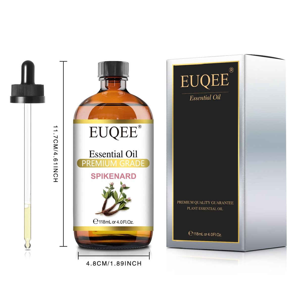 EUQEE Nardenöl 118ml/4 Fl Oz Reines Nardenöl Premium Ätherisches Öl mit Glaspipette Ideal für Yoga, Meditation, Massage, Diffuser, DIY Seife, Kerzenherstellung, Aromatherapie, Schlaf