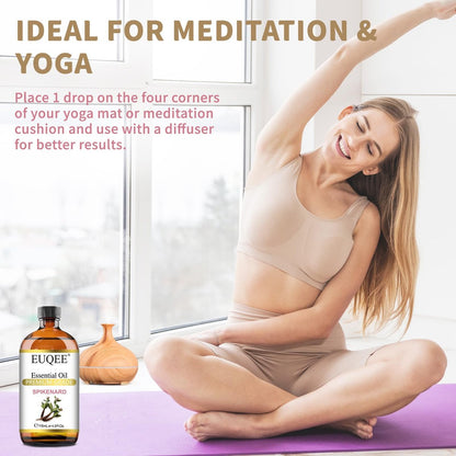 EUQEE Nardenöl 118ml/4 Fl Oz Reines Nardenöl Premium Ätherisches Öl mit Glaspipette Ideal für Yoga, Meditation, Massage, Diffuser, DIY Seife, Kerzenherstellung, Aromatherapie, Schlaf
