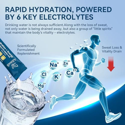 Aibiodi Elektrolyt-Pulver-Päckchen - Zuckerfrei & Kalorienfrei - Flüssiger Daily IV Drink Mix - Sofortige Hydration & Energie mit 6 Elektrolyten und 5 Vitaminen - Keto-freundlich & Vegan - 12 Sticks