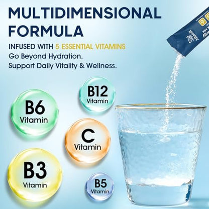 Aibiodi Elektrolyt-Pulver-Päckchen - Zuckerfrei & Kalorienfrei - Flüssiger Daily IV Drink Mix - Sofortige Hydration & Energie mit 6 Elektrolyten und 5 Vitaminen - Keto-freundlich & Vegan - 12 Sticks