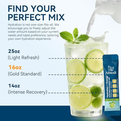 Aibiodi Elektrolyte Pulver Beutel - Zuckerfrei & Kalorienfrei Liquid Daily IV Drink Mix - Sofortige Hydratation & Energie mit 6 Elektrolyten und 5 Vitaminen, Keto-freundlich & Vegan - 12 Sticks