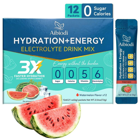 Aibiodi Elektrolyt-Pulver-Päckchen - Zuckerfrei & Kalorienfrei - Flüssiger Daily IV Drink Mix - Sofortige Hydration & Energie mit 6 Elektrolyten und 5 Vitaminen - Keto-freundlich & Vegan - 12 Sticks