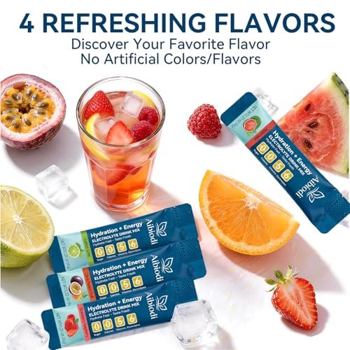 Aibiodi Elektrolyt-Pulver-Päckchen - Zuckerfrei & Kalorienfrei - Flüssiger Daily IV Drink Mix - Sofortige Hydration & Energie mit 6 Elektrolyten und 5 Vitaminen - Keto-freundlich & Vegan - 12 Sticks