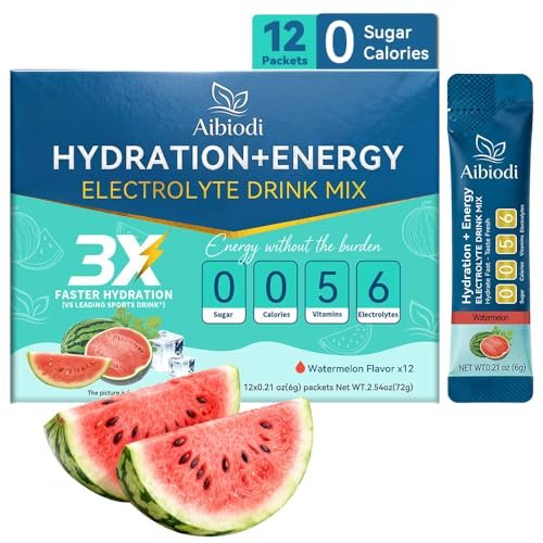 Aibiodi Elektrolyt-Pulver-Päckchen - Zuckerfrei & Kalorienfrei - Flüssiger Daily IV Drink Mix - Sofortige Hydration & Energie mit 6 Elektrolyten und 5 Vitaminen - Keto-freundlich & Vegan - 12 Sticks
